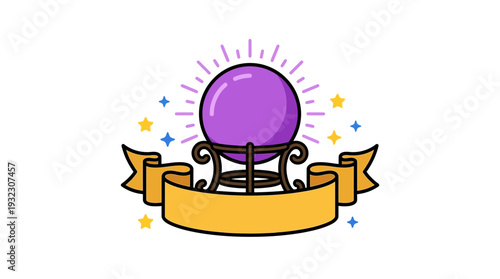 Mystical Crystal Ball with Ribbon Banner for Fortune Telling and Psychic Reading