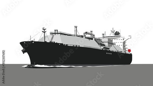Massive cargo ship transporting liquefied natural gas across the ocean representing global logistics and maritime trade.