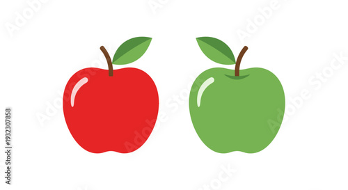 Two apples, one red and one green, simple illustration.