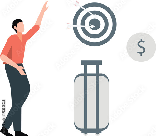 The boy is showing target business