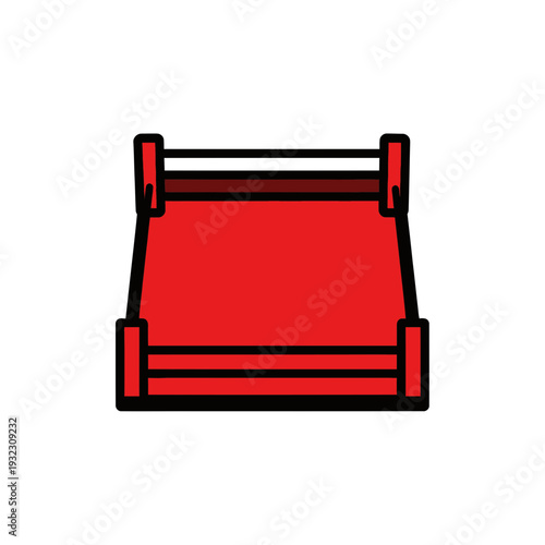 Red Boxing Ring, Empty Arena, Sport Competition Concept, Top View