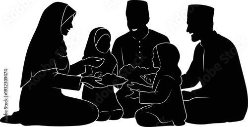 Warm family gathering gathered on the floor to share a traditional meal in a spirit of togetherness and gratitude