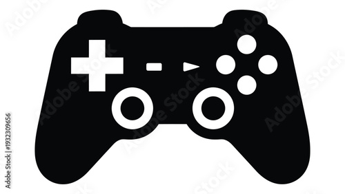 A black and white icon of a video game controller isolated on white background, Vector