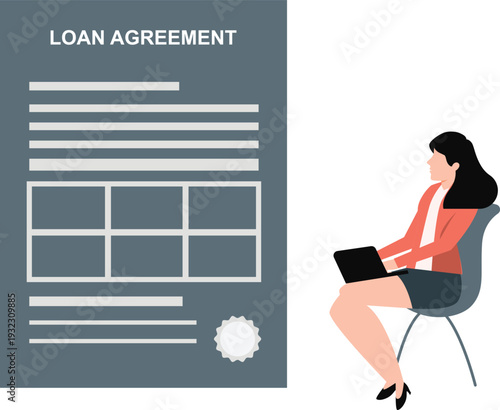 The girl is making loan agreement.