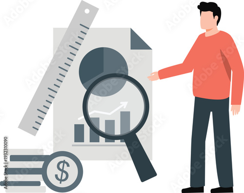 The boy is searching business income report