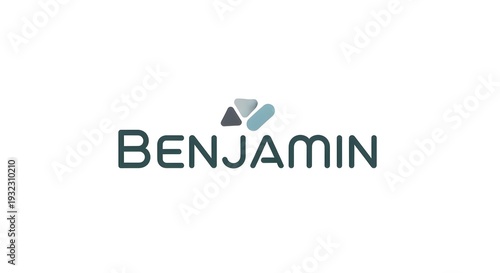 A modern corporate logo for the name Benjamin featuring clean sans serif typography and three abstract shapes above