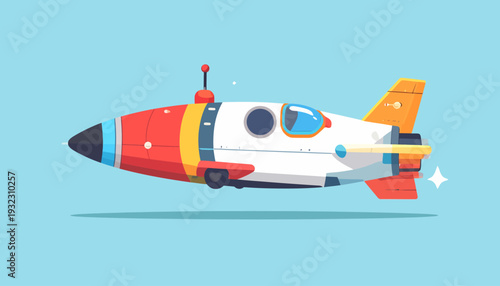 Cartoon Rocket Ship Flying