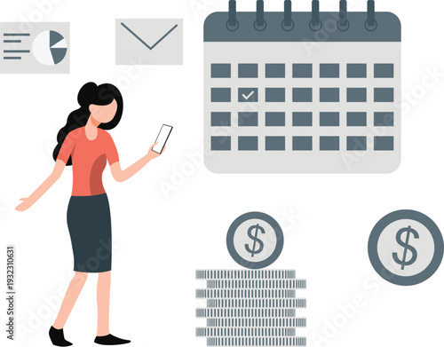 A girl is setting up a payment schedule on her mobile.