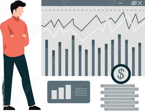 The boy is checking business graphs