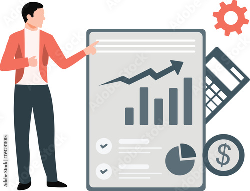 The boy is explaining business profit business