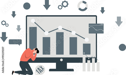 The boy is worried on business loss.