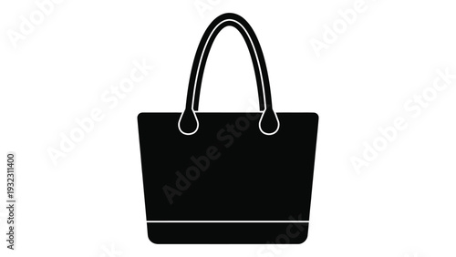 A black handbag with a white stripe isolated on white background, Vector