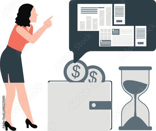 The girl is showing saving dollar