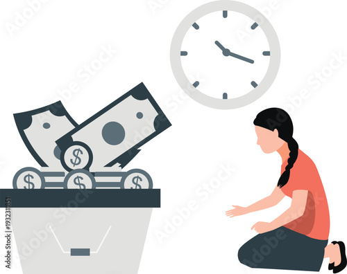 The girl is happy to see dollars