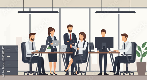 Business Professionals Working in Modern Office.