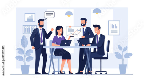 Business Professionals Discussing in Modern Office.