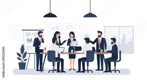 Business Professionals Meeting in Modern Office.