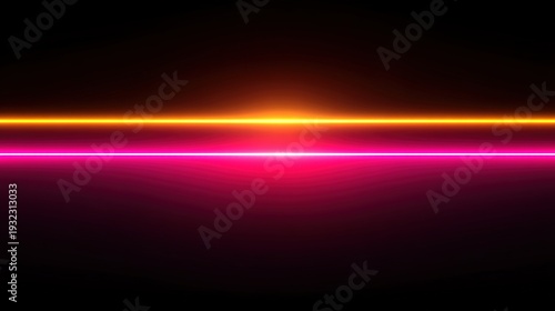 Abstract neon light streaks shimmering on black background