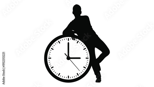 A man holding a large clock isolated on white background, Vector
