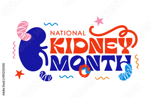 NATIONAL KIDNEY MONTH vector illustration isolated on white background