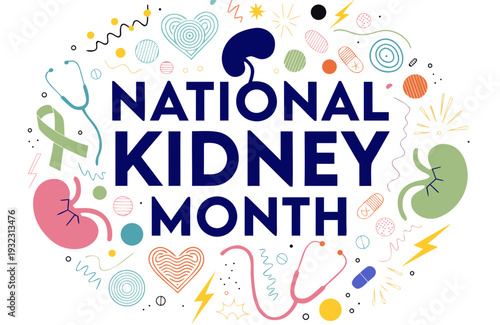 National Kidney Month Health Vector, Medical and Wellness Concept Design