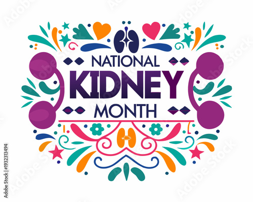 National Kidney Month Health Vector, Medical and Wellness Concept Design
