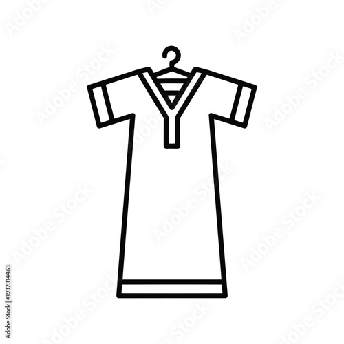 Dress on Hanger Vector Icon Outline for Fashion, Clothing Store, Laundry, Minimal Style