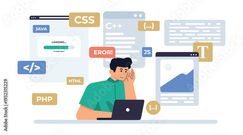 Software Engineer Facing System Errors and Debugging Code Issues During Application Development and Testing Phase