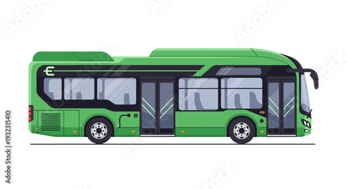 Green Electric City Bus - Modern Public Transport Illustration