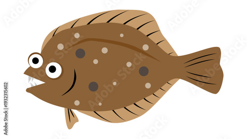 シンプルでかわいい鮃（ヒラメ）のイラスト　食べ物・魚のベクター素材