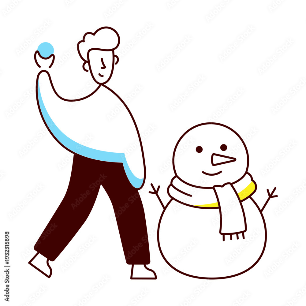 Obraz premium Hand drawn style illustration showing snowman