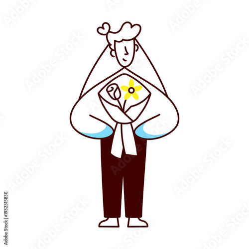 A sketchy style illustration representing bridal bouquet
