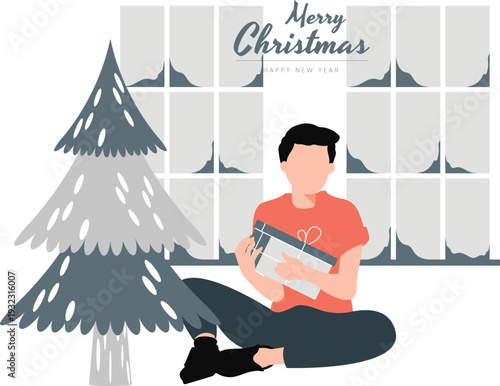 The boy is getting a Christmas present.