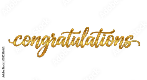 Golden congratulations message in elegant cursive script