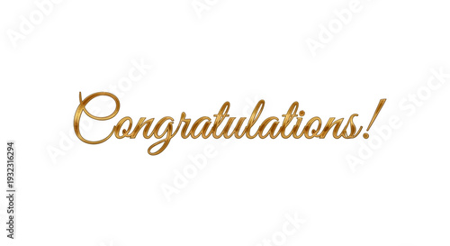 Golden congratulations message on white background for celebrations
