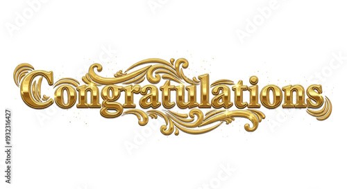 Elegant gold congratulations message with ornate design elements