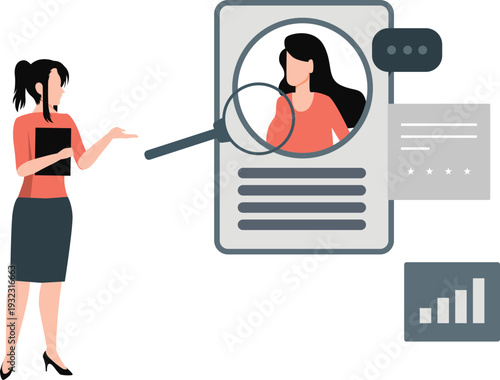 The girl showing human resources management