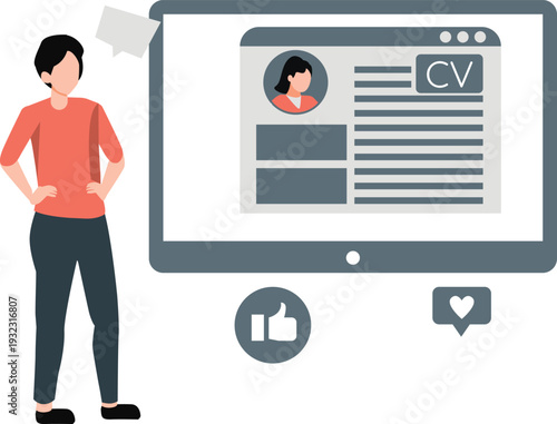 The boy showing job applicant CV in webpage