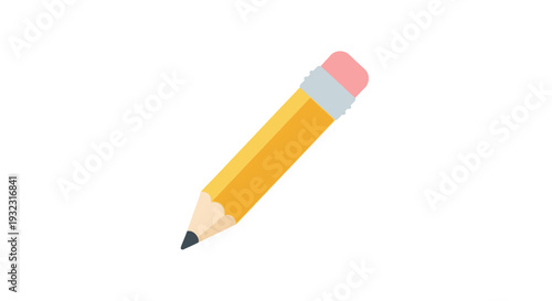 Yellow Pencil With Pink Eraser - Isolated on White Background