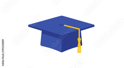 Blue Graduation Cap with Gold Tassel - Academic Achievement Symbol
