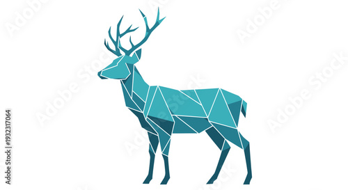 Geometric Deer Silhouette, Low Poly Animal Illustration