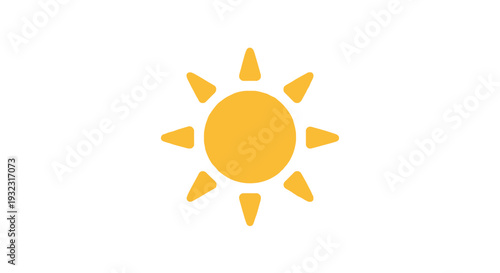 Simple Yellow Sun Icon on White Background