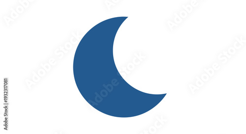 Blue Crescent Moon Shape on White Background