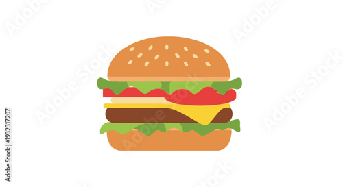Juicy Burger Icon: Fast Food, American Classic, Delicious Meal