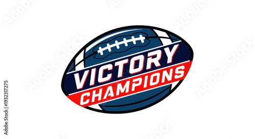 American Football Victory Champions Logo on White Background