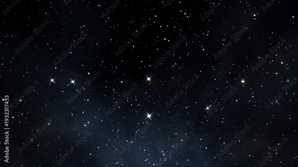 Obraz premium Celestial Canvas: A vast, dark expanse of the night sky, peppered with countless twinkling stars, inviting viewers to explore the mysteries of the cosmos.
