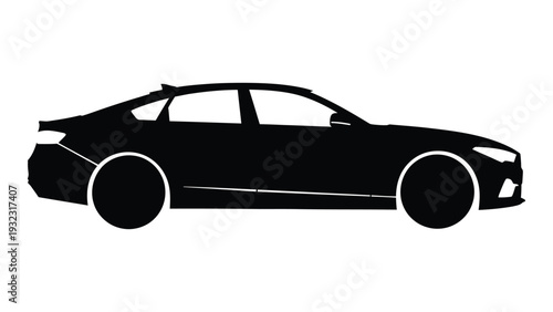A black silhouette of a car on a white background isolated on white background, Vector