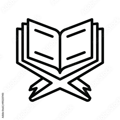 Quran Book Vector Icon Outline Islamic Religious Education Symbol Isolated