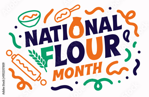Flour Awareness Month Vector, Baking and Culinary Ingredient Concept Illustration