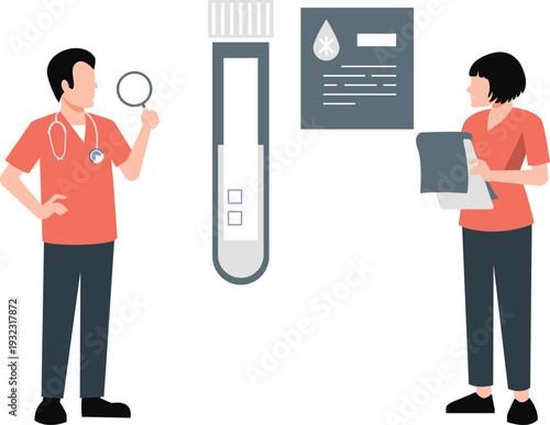 The doctor researching blood test tube